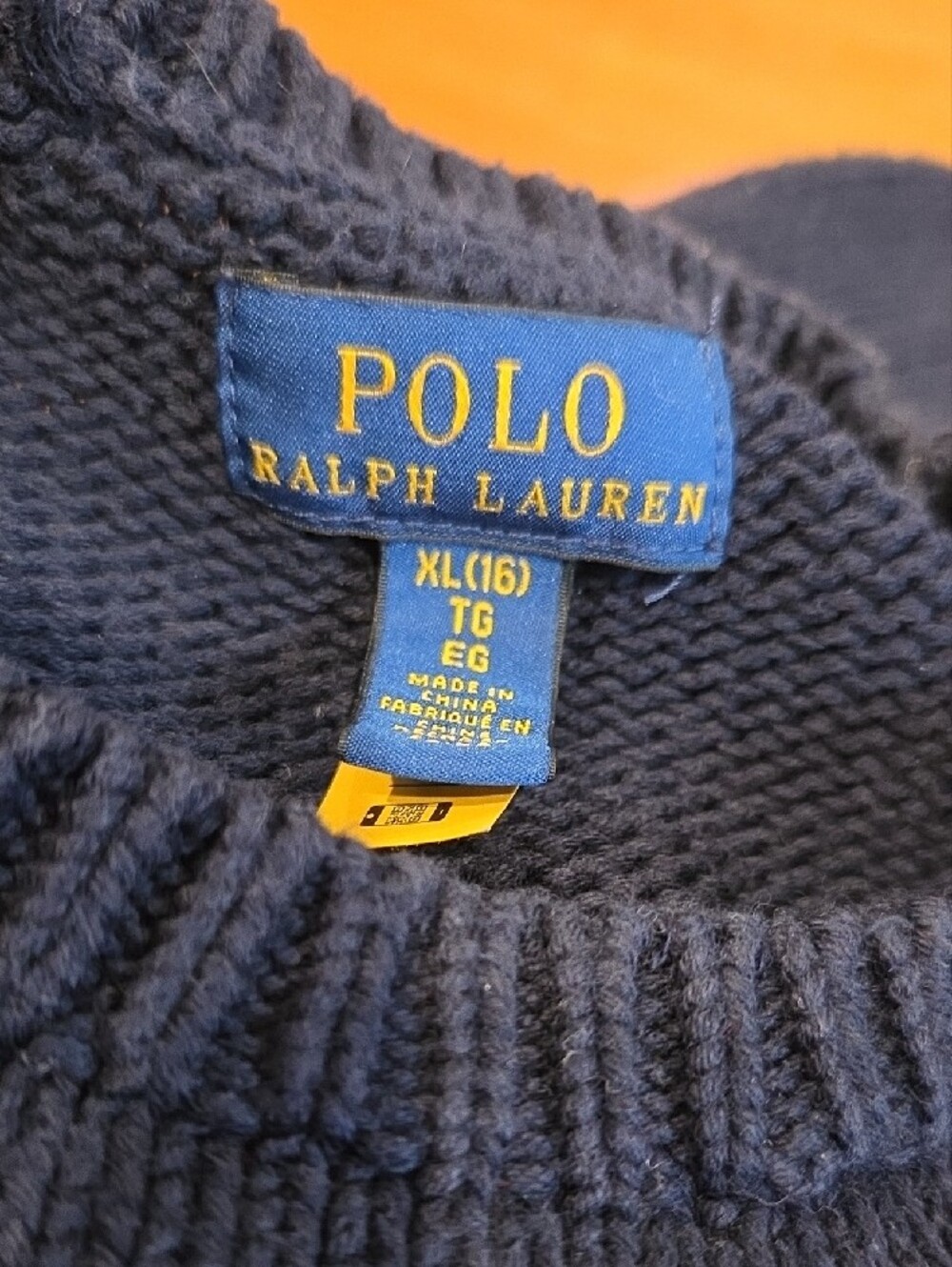 Polo Ralph Lauren Navy American Flag Knit Sweater, kids size 16 - Picture 4 of 5